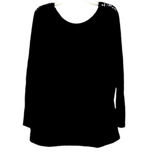 🌞 Faded Glory long sleeve black tunic blouse lace upper back women plus size 4X